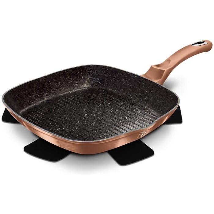 Гриль-пательня NOIR квадратна з ручкою soft touch 28 см Rose/Gold (1889-BH)