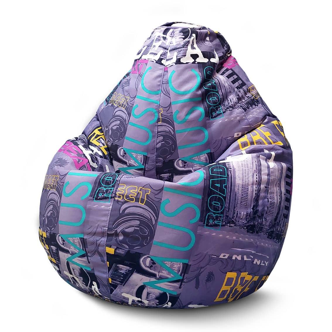 Крісло мішок iPuff Music Violet Флок XL 80x110 см