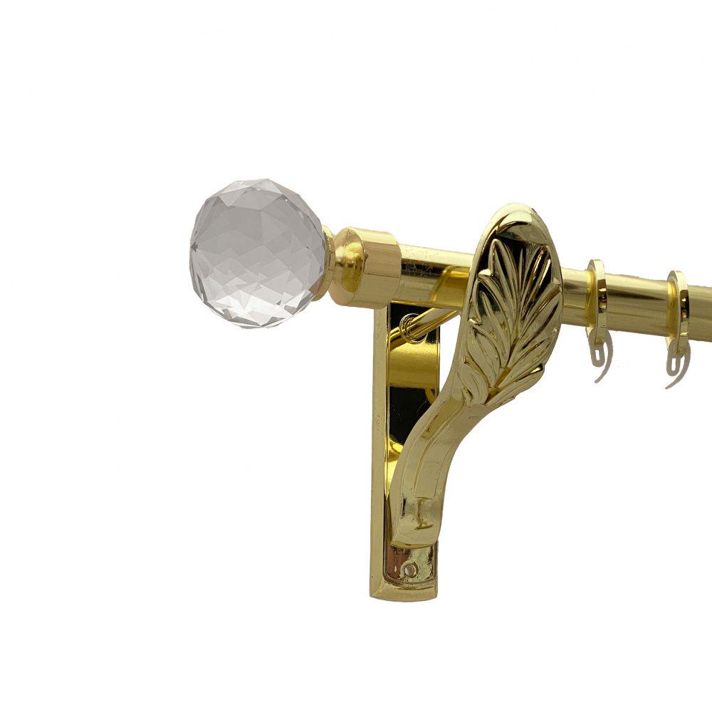 Карниз Orvit Люміера металевий однорядний ретро гладка труба кільце фасонне металеве 25 мм 160 см Золото (00-00010728)