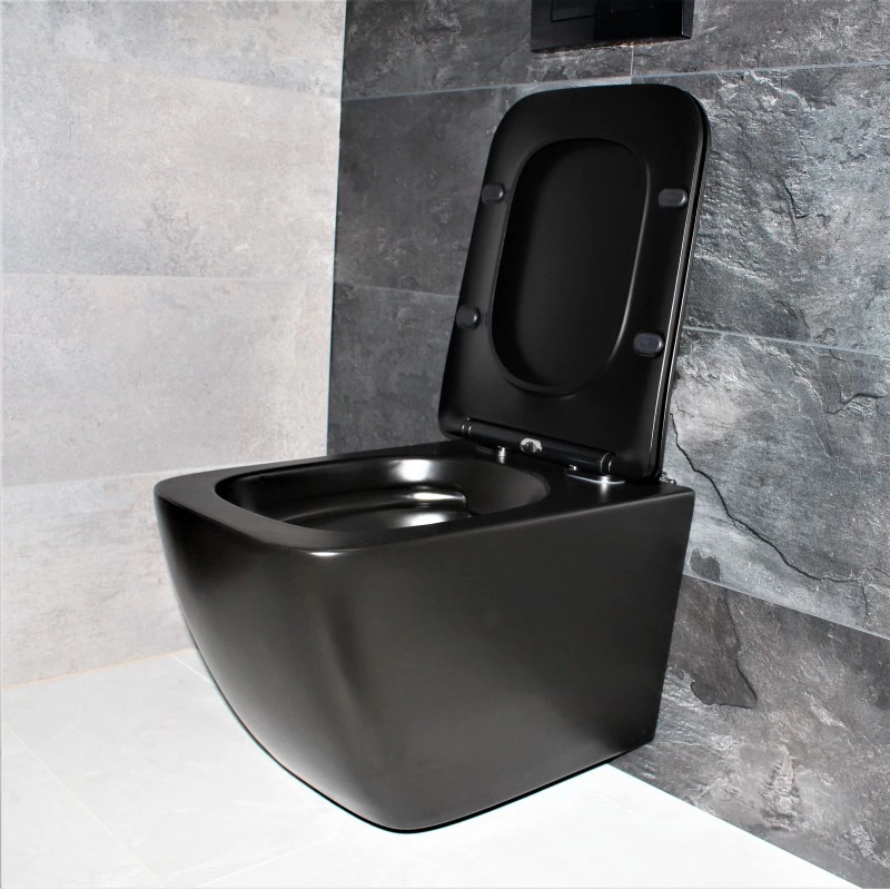 Унитаз подвесной Dusel Cubis DWHT10201030RВ с сиденьем Slim Soft-Close Black Matt (810302) - фото 7