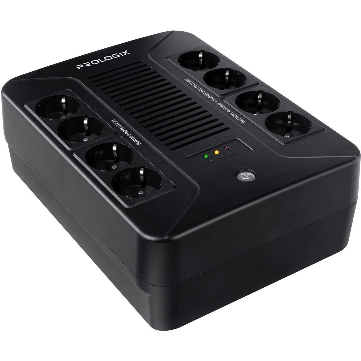 Источник бесперебойного питания PrologiX 800ВА/480 Вт 8 Ah 8xSchuko Black (PLP850VA8LED)