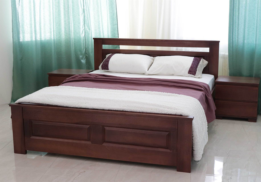 Кровать классическая двуспальная ДрімКО Клеопатра из массива бука покрытие лак 160х200 см Коричневый (30146)