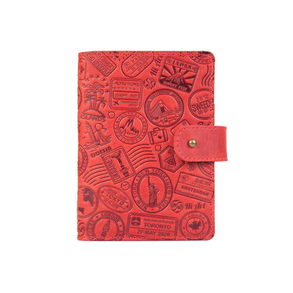 Портмоне HiArt Let's Go Travel PB-02/1 Shabby Red Berry из натуральной кожи для паспорта/ID документов Красный (PB-02/1-S18-1440-T007)