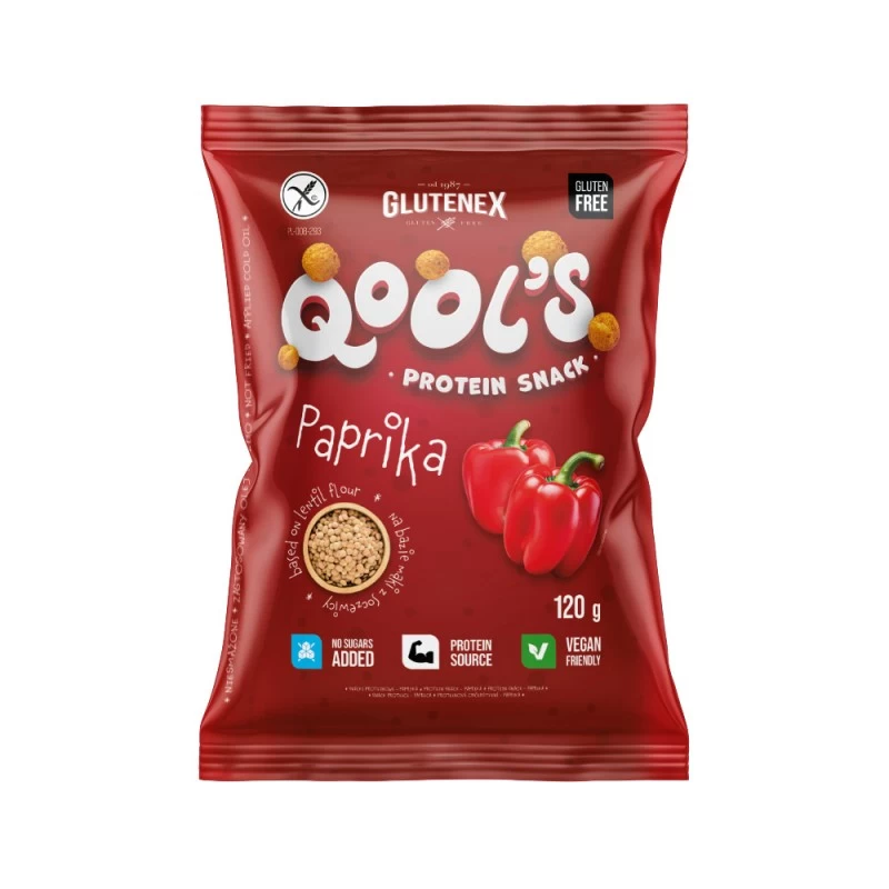 Снеки протеиновые без глютена со вкусом паприки Glutenex Qool`s 120 г (5901866006357)