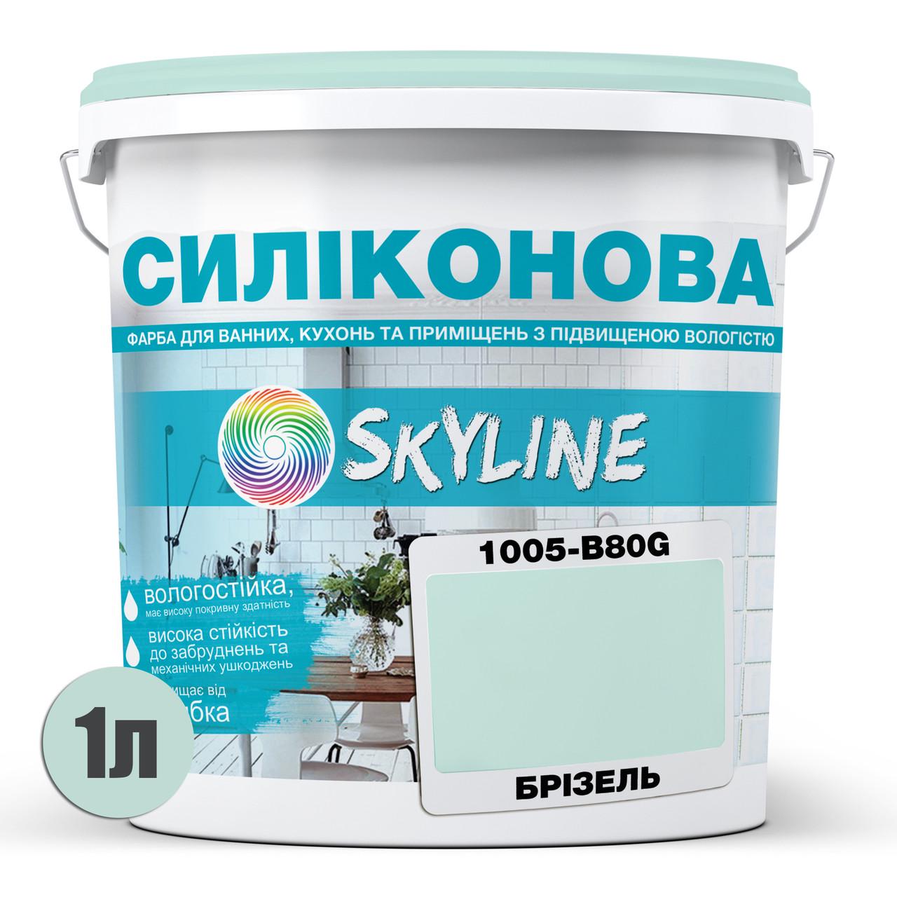 Краска для влажных помещений Skyline 1015-B80G силиконовая 1 л Бризель (2589082065) - фото 2 Краска для влажных помещений Skyline 1015-B80G силиконовая 1 л Бризель (2589082065) - фото 2
