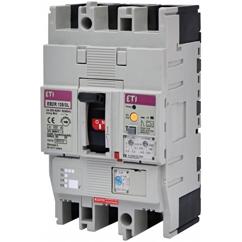 Автоматичний вимикач силовий ETI 100A 25kA 3 полюси EB2R 125/3L 100A 3P 004671505 (56887)