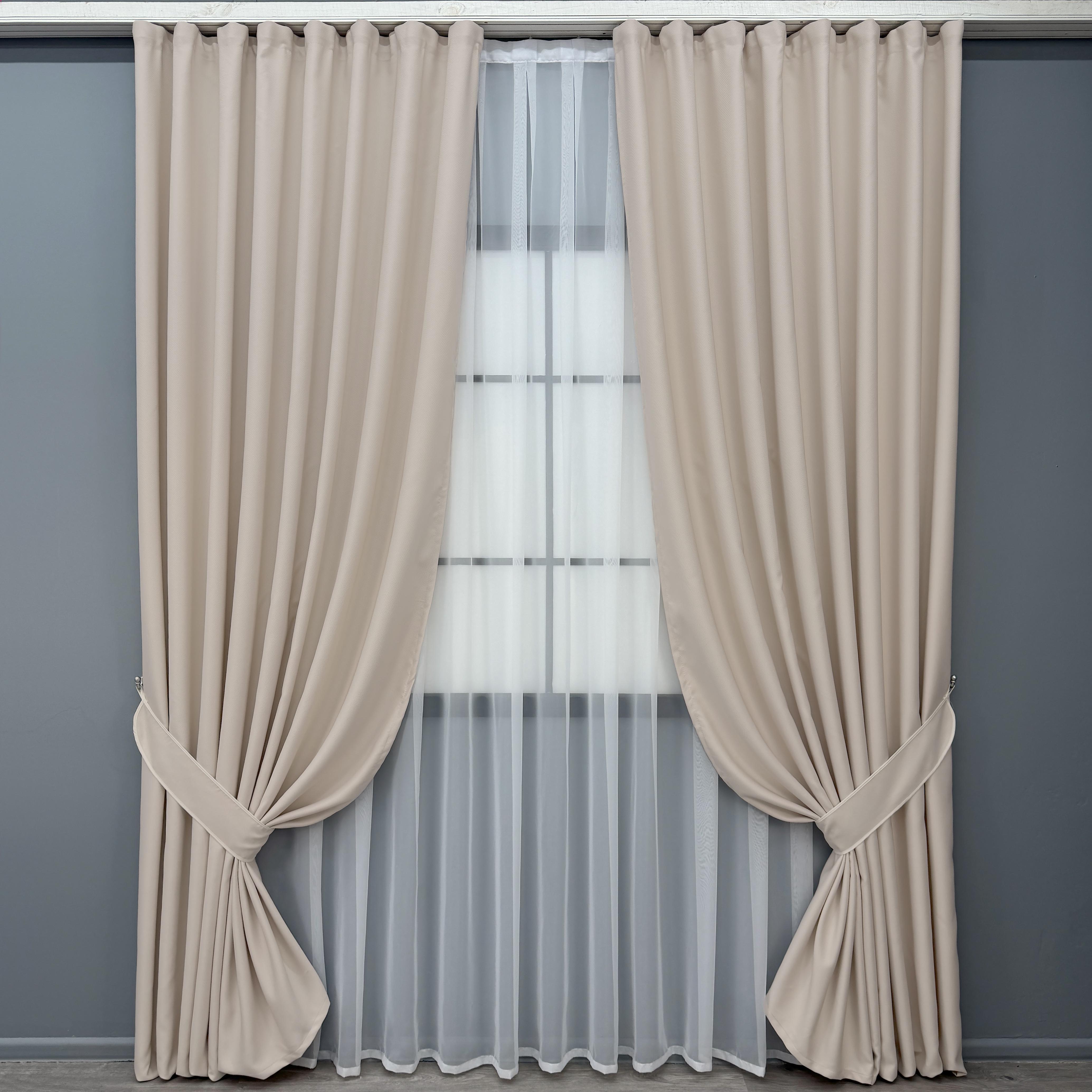 Комплект готовых штор VR-Textil TERRA LUXE №2067ш рогожка 150х290 см 2 шт. Таш (33-1299)