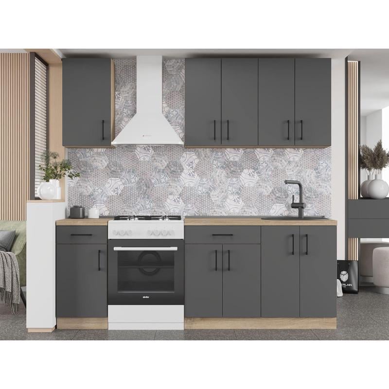 Кухня модульная Эверест Оптима №4 2,2 м Графит (DTM-5708)