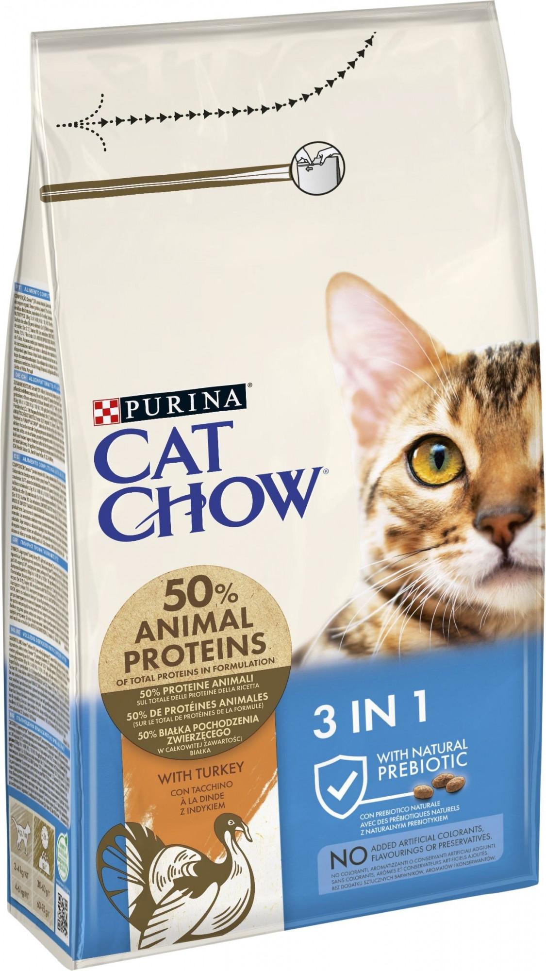 Сухой корм для котов Purina Cat Chow живущих в помещении с индейкой 1,5 кг 3в1 (7613034155139) - фото 2