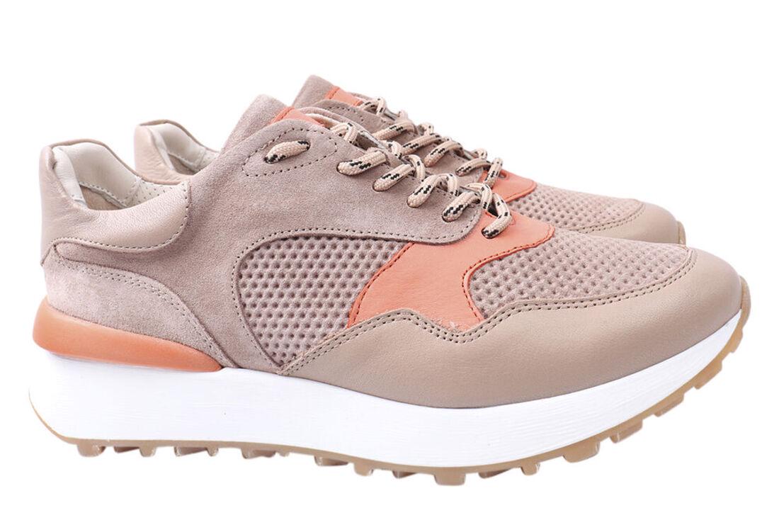 Кроссовки женские Alpino из замши на низком ходу на шнуровке р. 36 Бежевый (310-21DTS)