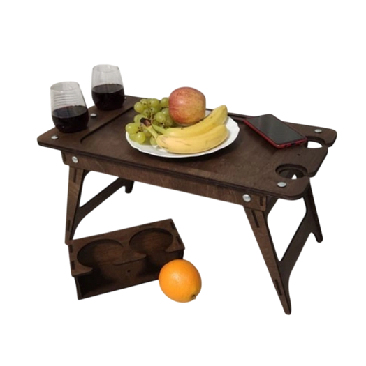 Столик складной для завтраков в кровать прямоугольная фанера 60х30х5,5 см (SP00711)