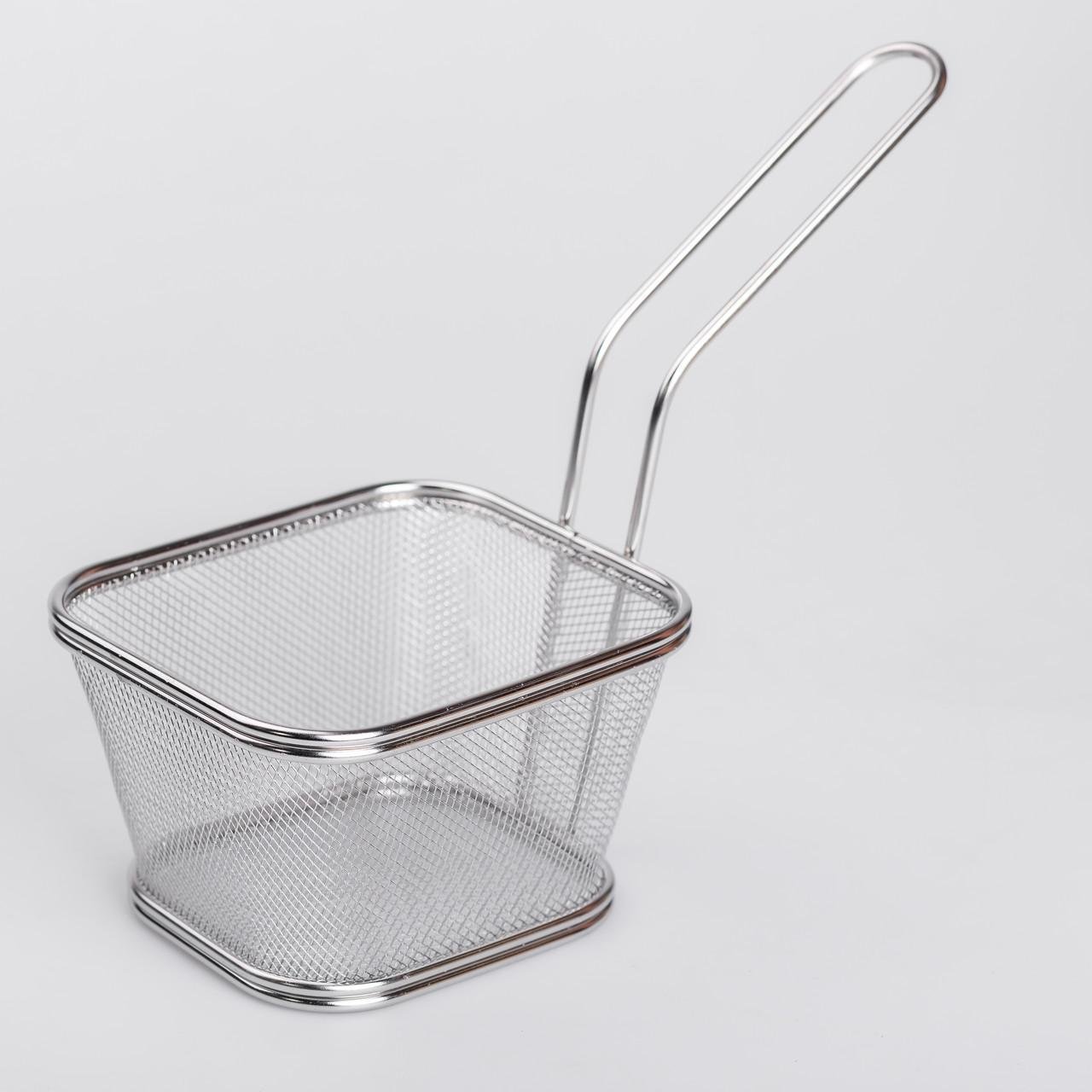 Корзина сервировочная для подачи снеков фритюрница нержавеющая сталь 13х11х7 см