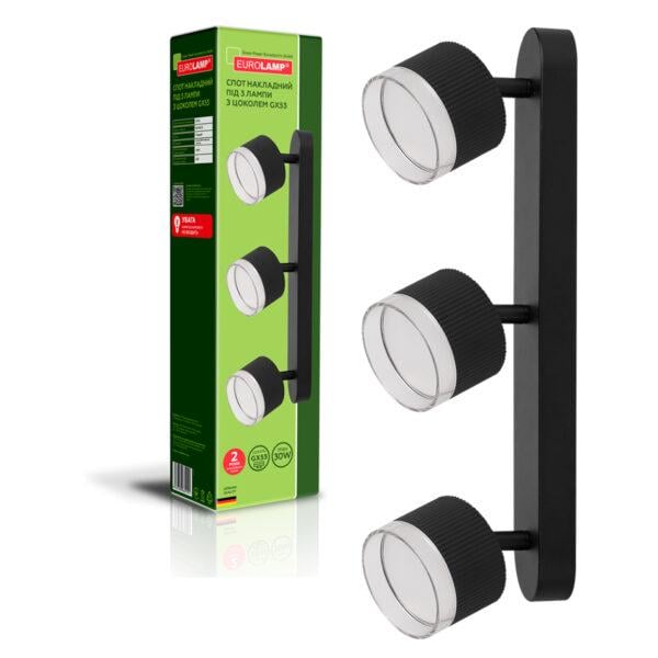 Спот Eurolamp Onyx WS для ламп 3xGX53 Черный (35892606)