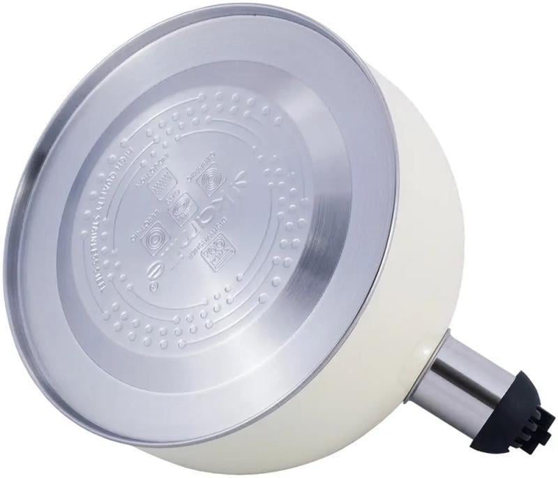 Чайник Kamille Young Leaf нержавіюча сталь зі свистком 2,5 л Молочний - фото 4 Чайник Kamille Young Leaf нержавіюча сталь зі свистком 2,5 л Молочний - фото 4