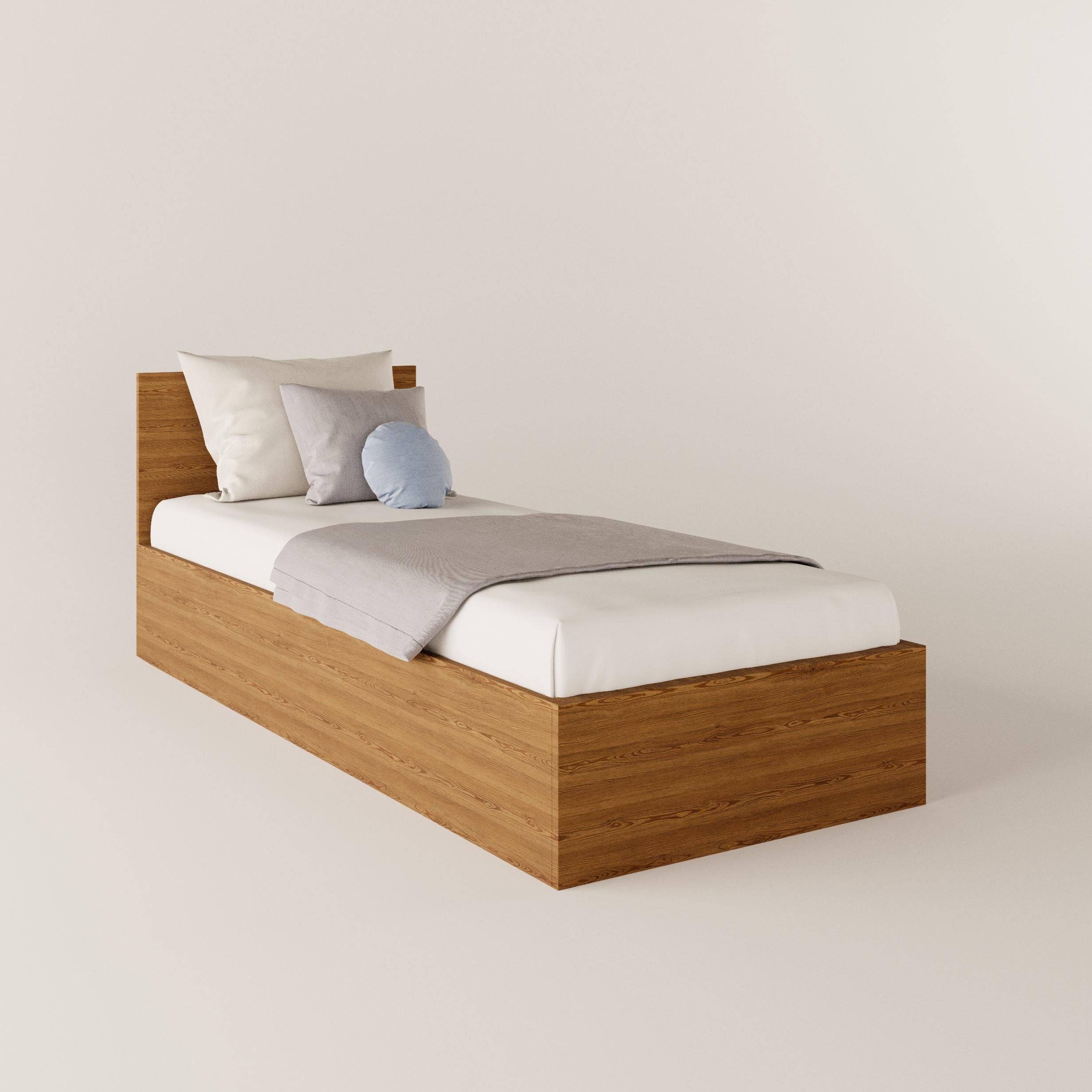 Кровать и основание с ламелями КР-80 ЛДСП односпальная 750х834х2032 мм Дуб родос темный (3432605)