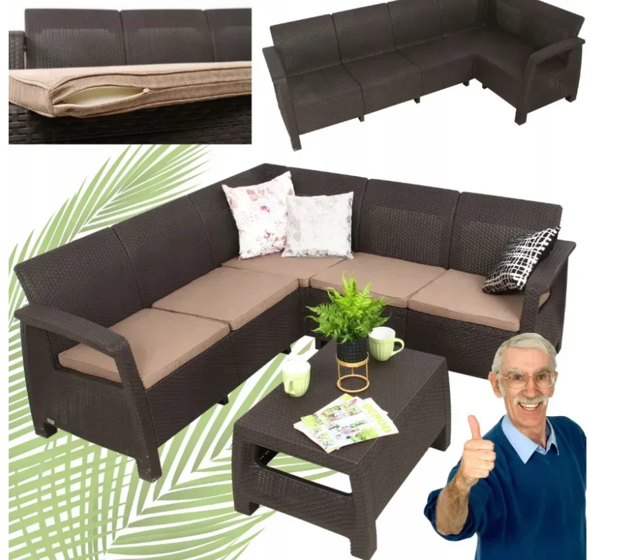 Диван садовий кутовий Keter Corfu Relax Коричневий (241728) - фото 2 Диван садовий кутовий Keter Corfu Relax Коричневий (241728) - фото 2