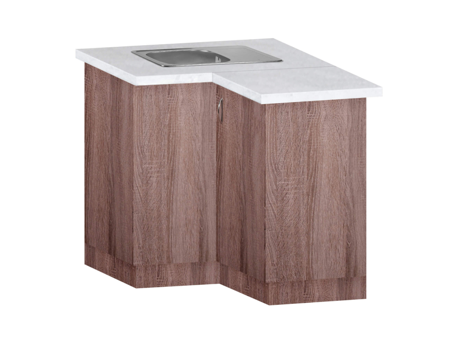Тумба кутова кухонна №2 МАКСІ-МЕблі з врізним миттям прямокутна декор зі стільницею 1-ї категорії складська програма Дуб трюфель (5103386)