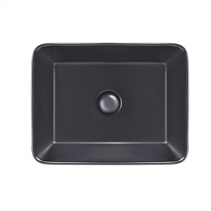 Раковина-чаша Q-tap Tern с донным клапаном 475х370х140 мм Black matt (QT172074MBMB)