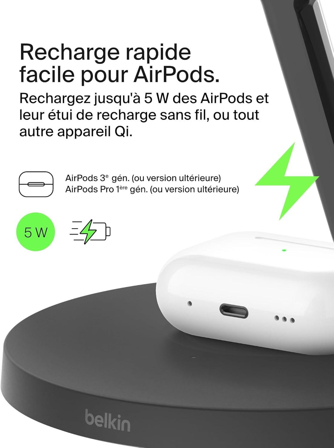 Зарядное устройство беспроводное Belkin 3в1 Magnetic Pad Qi2 15 Вт Черный (WIZ032KQBK) - фото 4