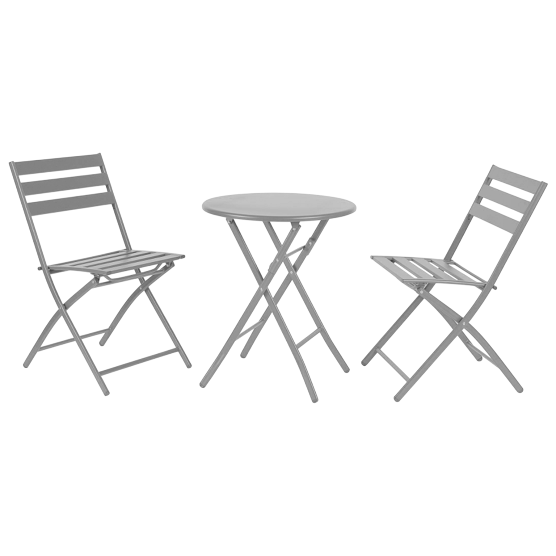 Комплект мебели 4Points Set City-2 столик и 2 стулья из стали Светло-серый (40514)