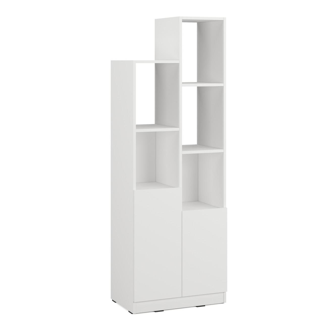 Стеллаж с дверцей и полками Moreli MA-0001 для декора и книг Белый (mo-ma0001-white)