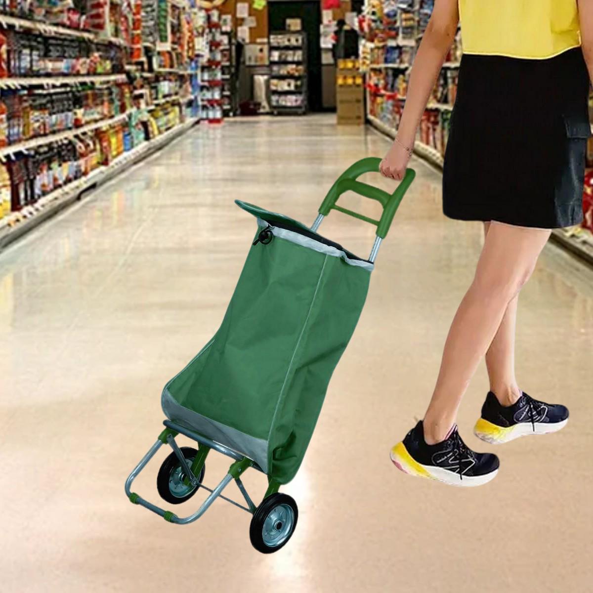 Тачка сумка Shopping bag з залізними колесами до 25 кг 34х27х94 см Зелений - фото 5 Тачка сумка Shopping bag з залізними колесами до 25 кг 34х27х94 см Зелений - фото 5