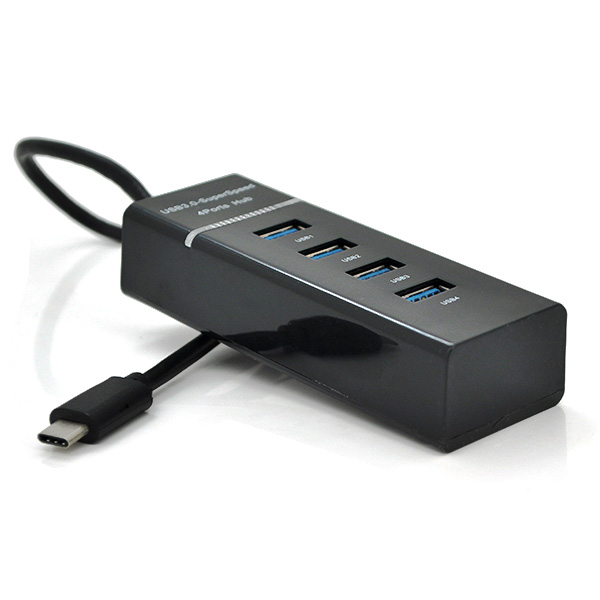 USB-хаб VOLTRONIC Type-C 4 порту USB 3.0 USB 3.0 Чорний (12940)