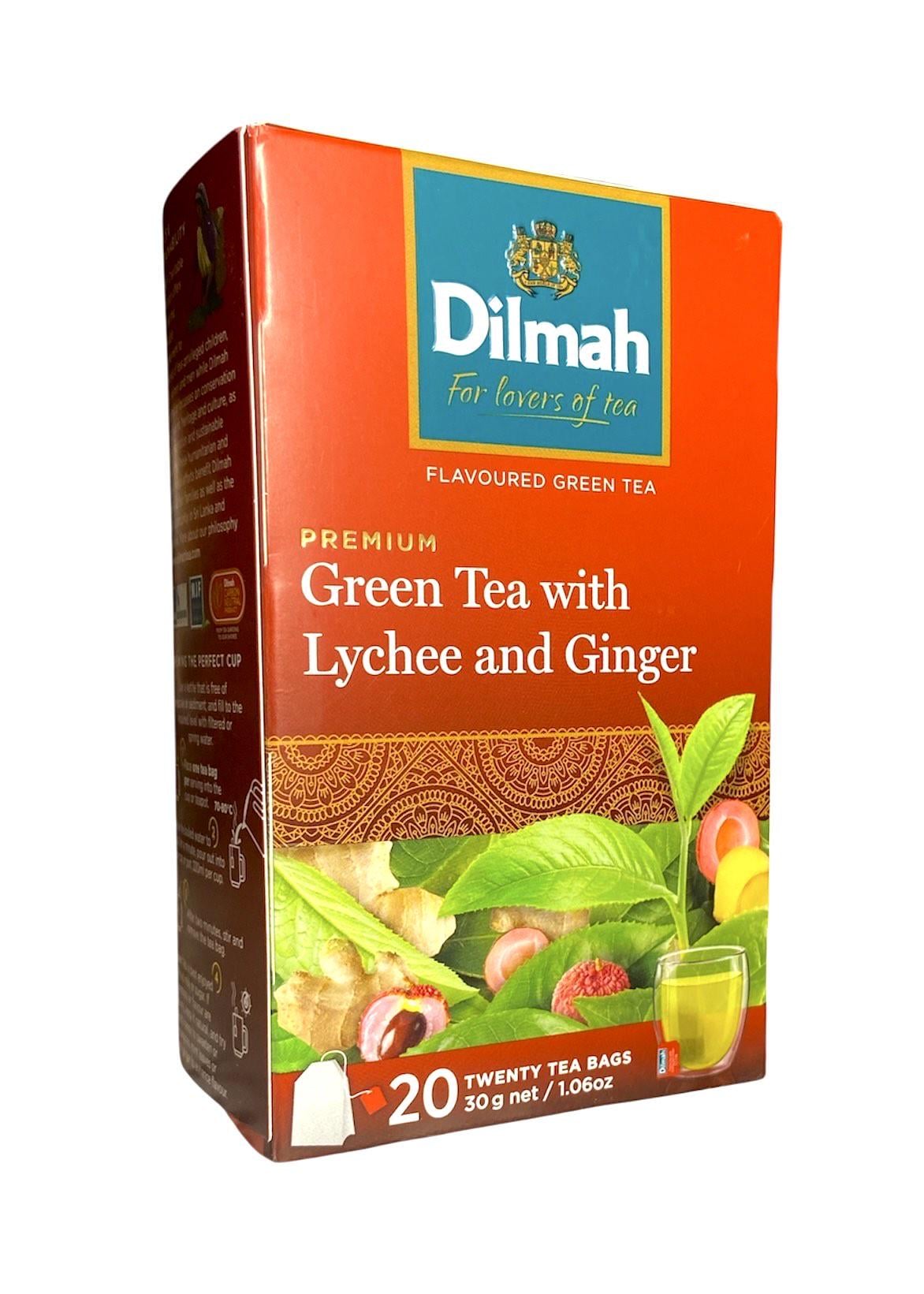 Чай Dilmah зеленый со вкусом имбиря и личи 20 пакетиков (60520)