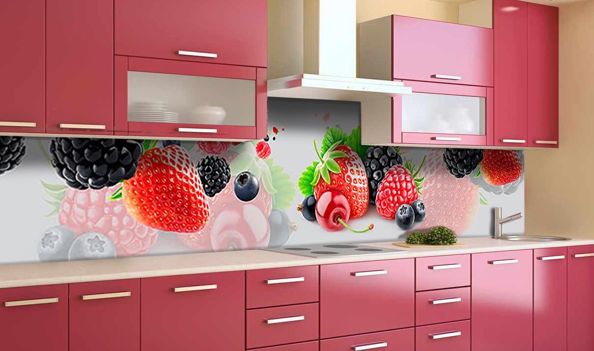 Кухонный фартук Ягоды с самоклеющейся виниловой пленки 60х250 см Красный Кухонный фартук Ягоды с самоклеющейся виниловой пленки 60х250 см Красный