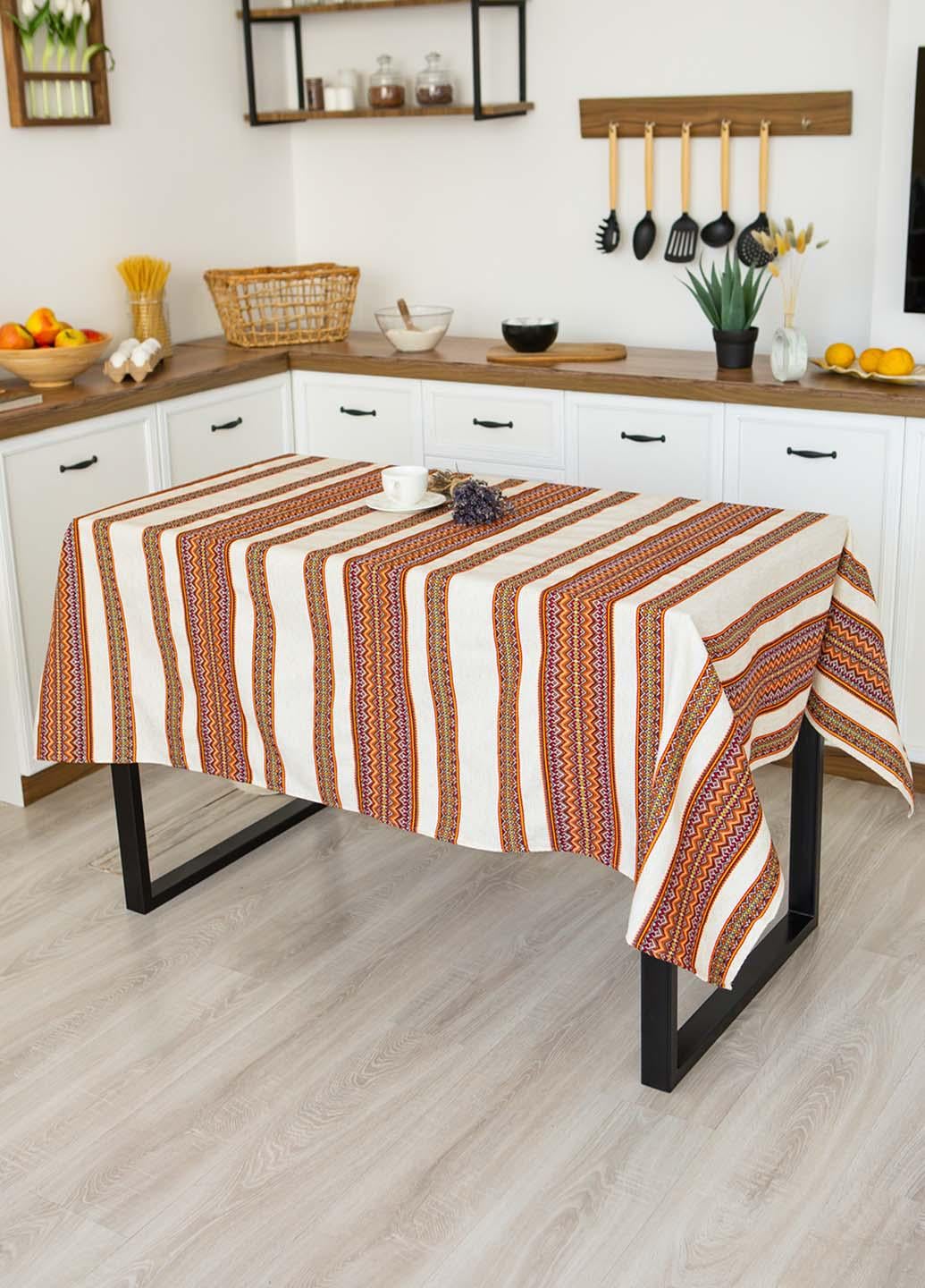 Скатерть вышитая с украинским орнаментом 2,2х1,5 м (рнд1-18-22)