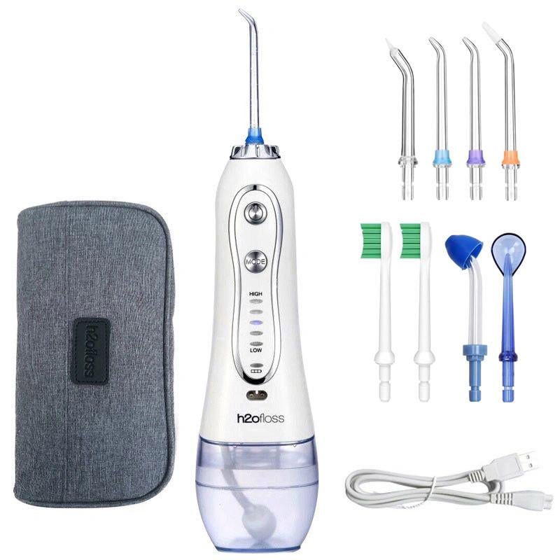 Ирригатор полости рта H2OFloss HF-6 Extended портативный 8 насадок с сумкой Белый (2876)