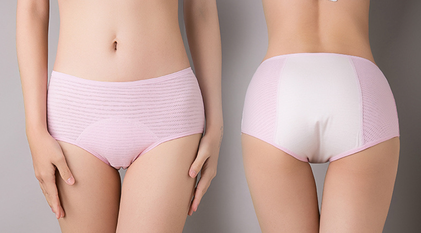 Трусы слипы для месячных от протеканий в рубчик со средней посадкой хлопок XS Рожевий - фото 3