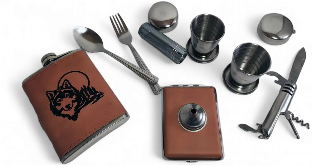 Туристический набор Steppe Wolf в кожаном кейсе (2438439894)