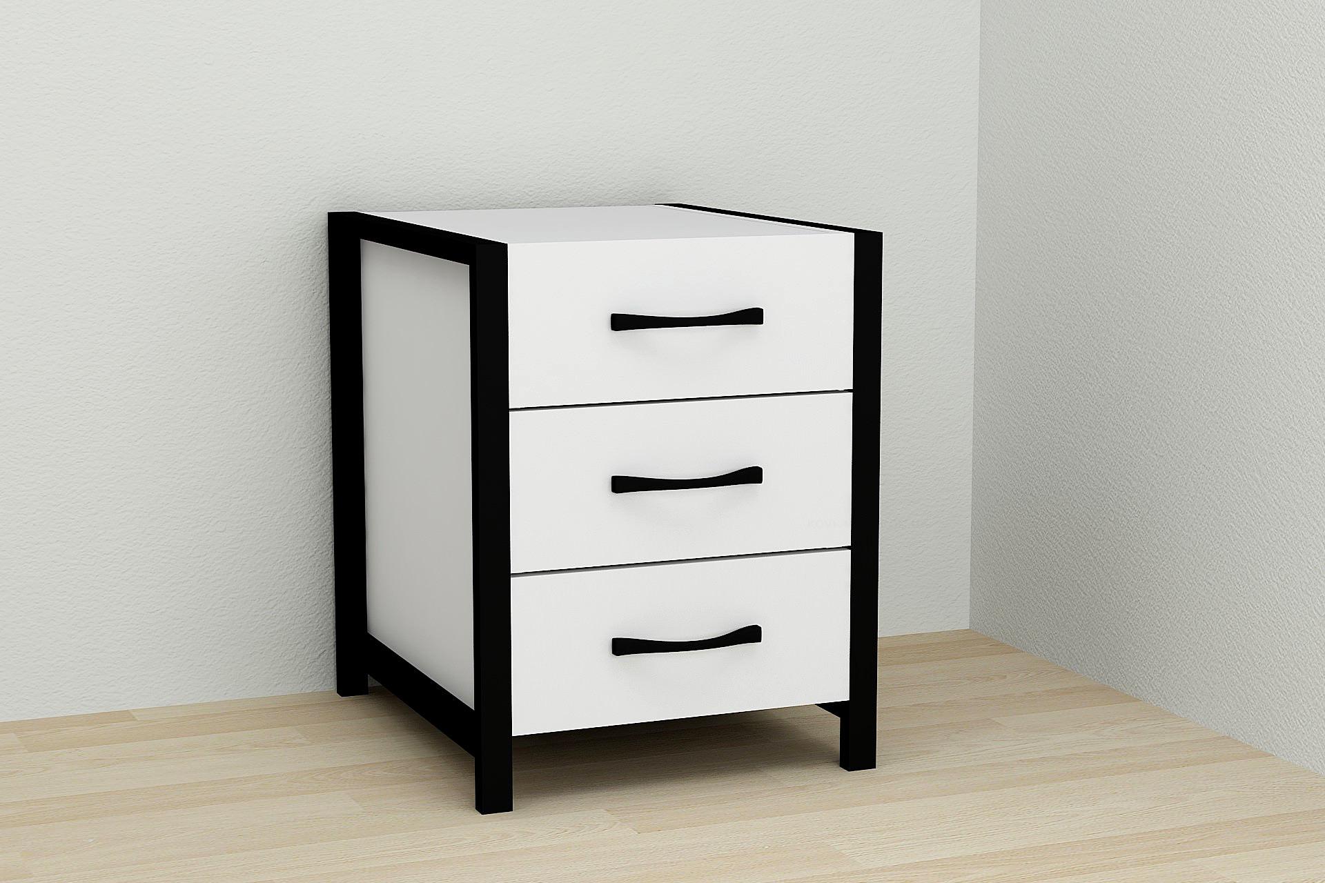 Тумба универсальная Ferrum-decor Вивьен 3 ДСП 16 мм 50x41x40 см Черный/Белый (FRD-104186)