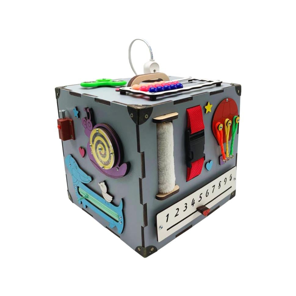 Игрушка детская деревянная Temple Group TG200165 Бизикуб 23х23х23 см Серый Игрушка детская деревянная Temple Group TG200165 Бизикуб 23х23х23 см Серый