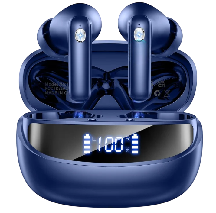 Наушники беспроводные Nerunsa Bluetooth 5.4 TWS с ENC шумоподавлением/LED дисплеем/Hi-Fi стерео Синий (2943101796)