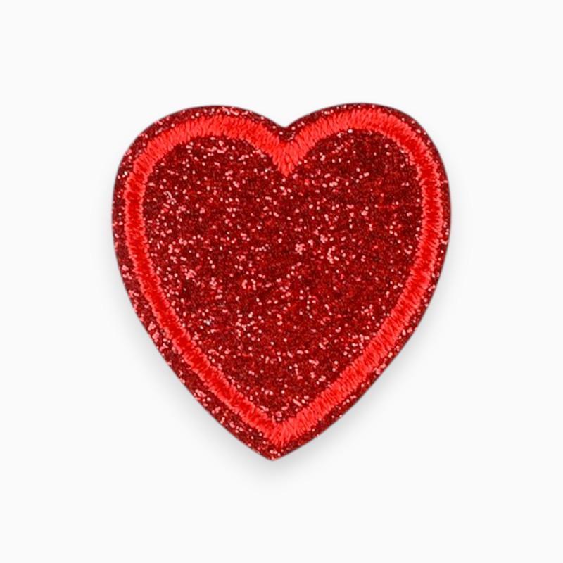 Термоаппликация Heart вышитая с глиттером 3,1х3,2 см 1 шт. Красный (АК3132с07)