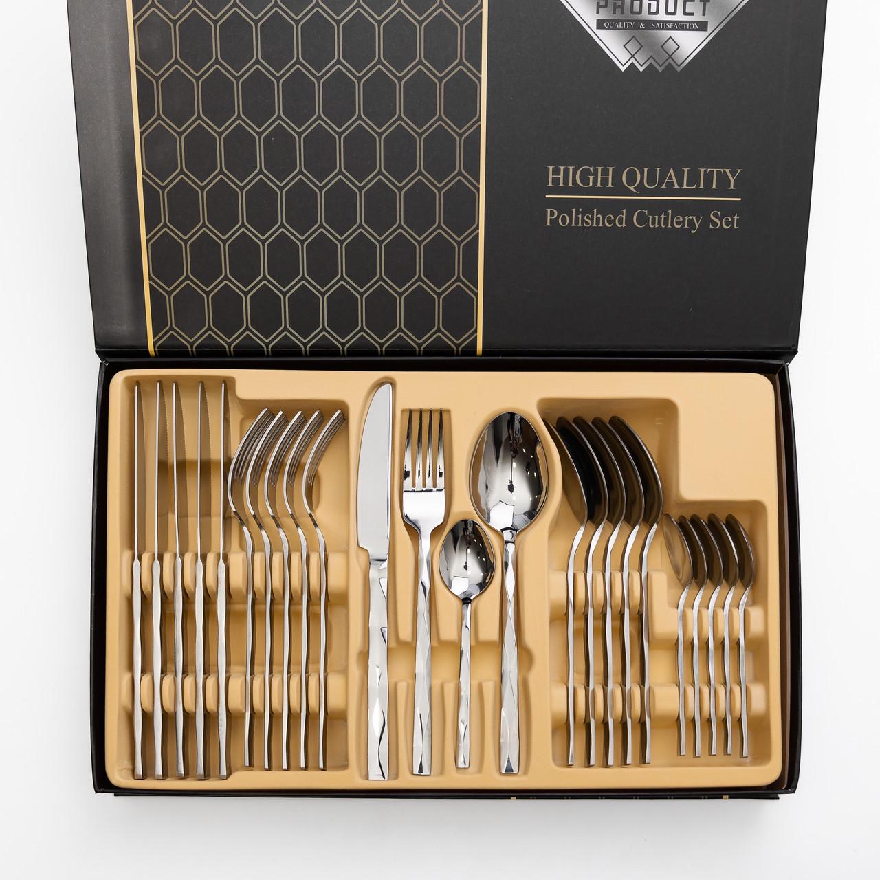 Набор столовых приборов на 6 персон 24 пр. Серебристый - фото 11 Набор столовых приборов на 6 персон 24 пр. Серебристый - фото 11