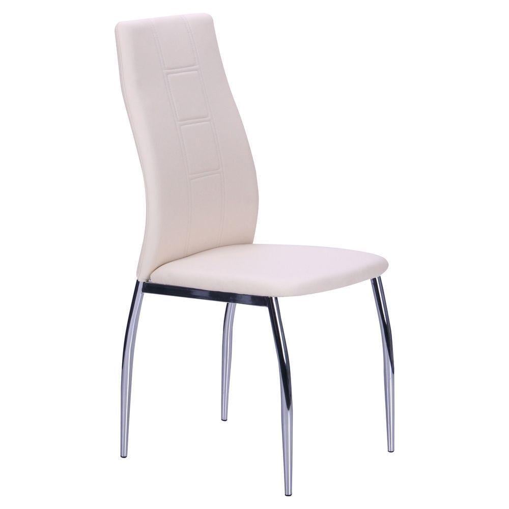 Обідній стілець AMF Ніколас метал/шкірозамінник 1000х440х530 мм Хром/Вершковий