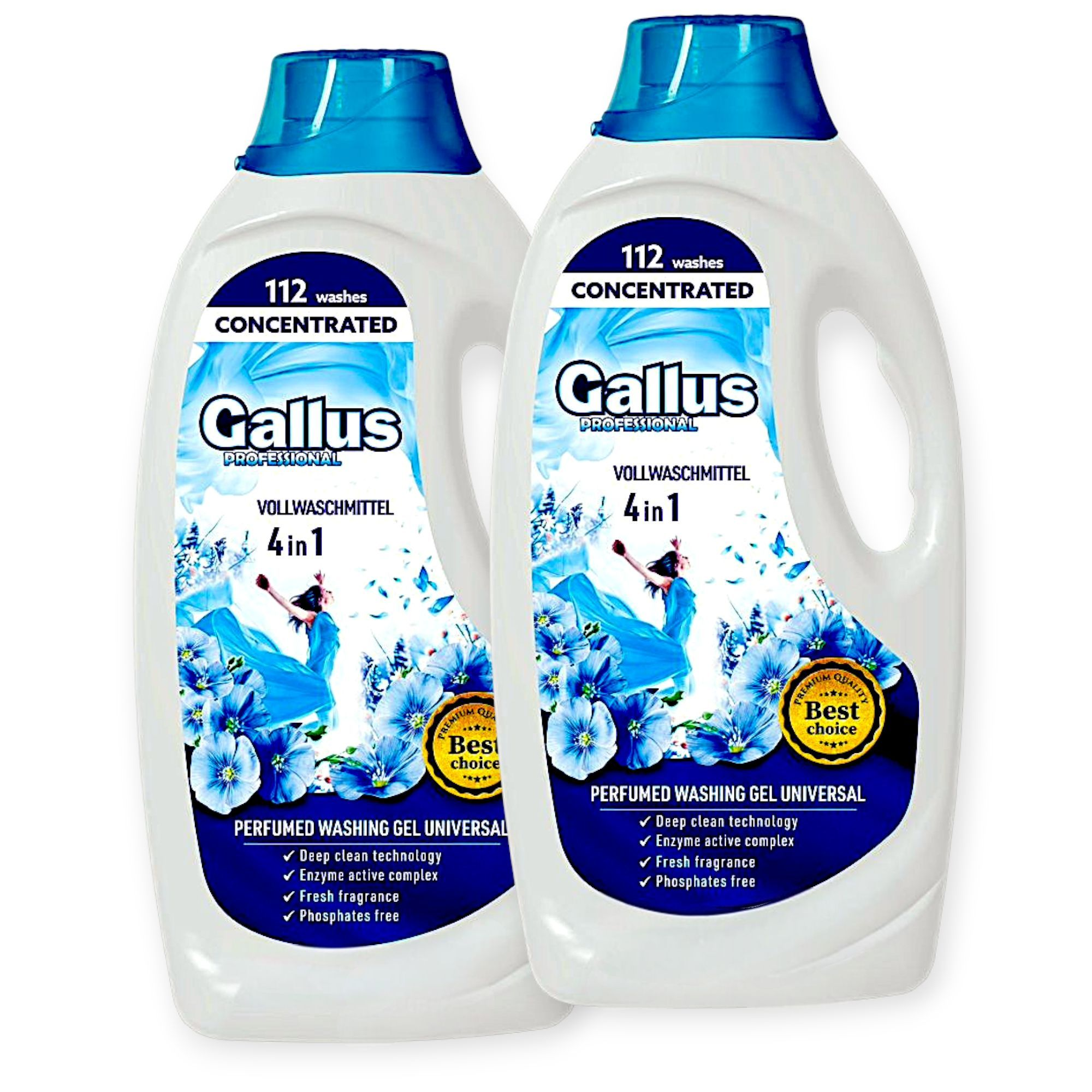 Набір парфумованих гелів концентрату для прання Gallus Professional Universal 4в1 112 прань 4,05 л 2 шт. (302029-2)