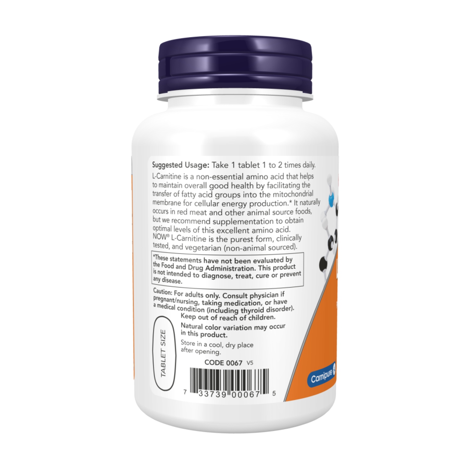 Добавка дієтична Now Foods L-Carnitine 1000 мг 50 таблеток (CO002695) - фото 3