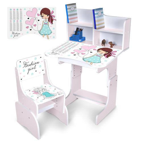 Парта со стульчиком N 2071-8-7 Fashion Girl с таблицей умножения - фото 2 Парта со стульчиком N 2071-8-7 Fashion Girl с таблицей умножения - фото 2