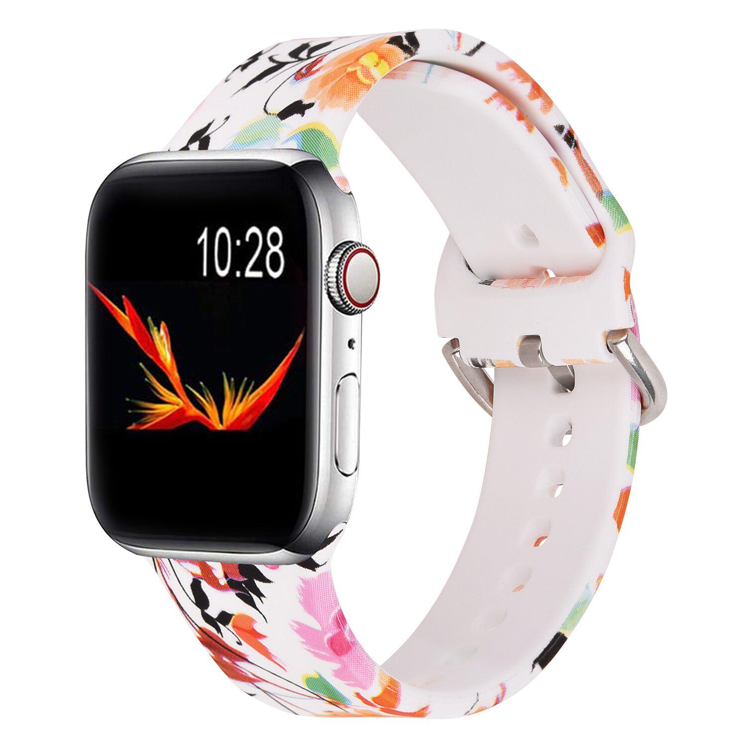 Женский силиконовый ремешок для Apple Watch Цветы 38-40 мм