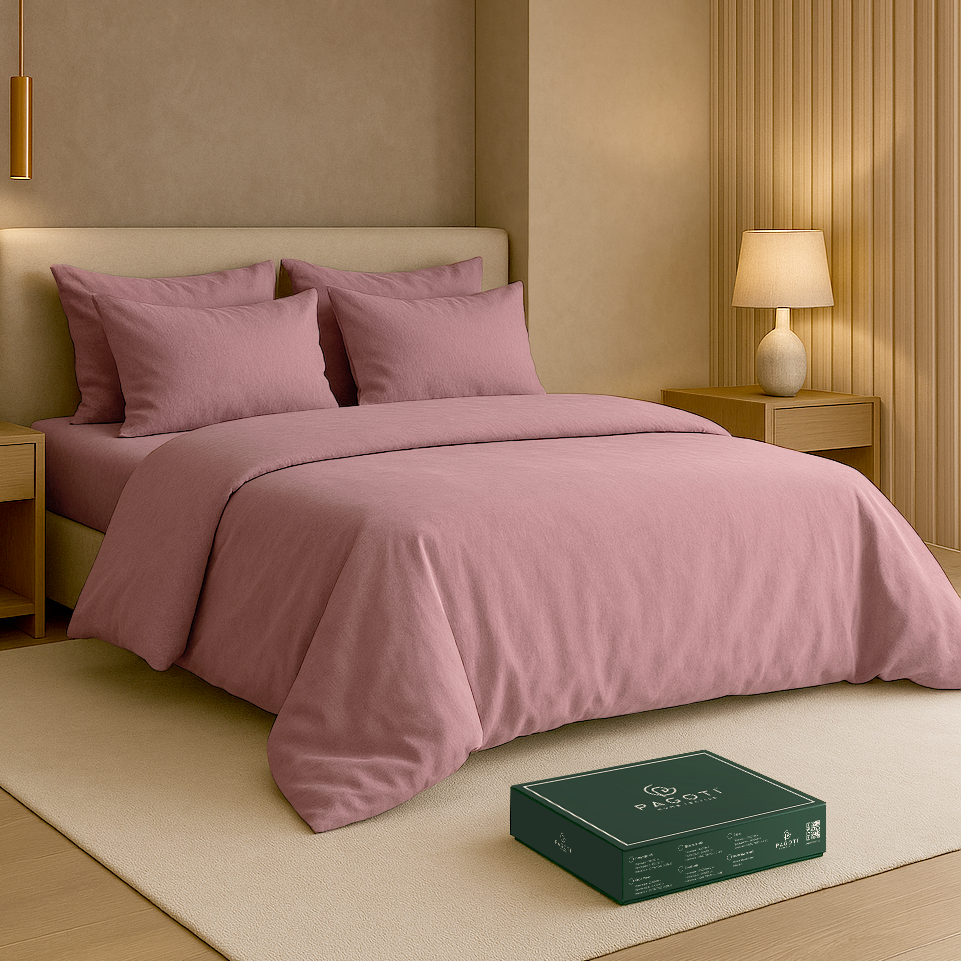 Комплект постельного белья PAGOTI Natura вареный хлопок полуторный / 4х70х70 см Пудровый Комплект постельного белья PAGOTI Natura вареный хлопок полуторный / 4х70х70 см Пудровый