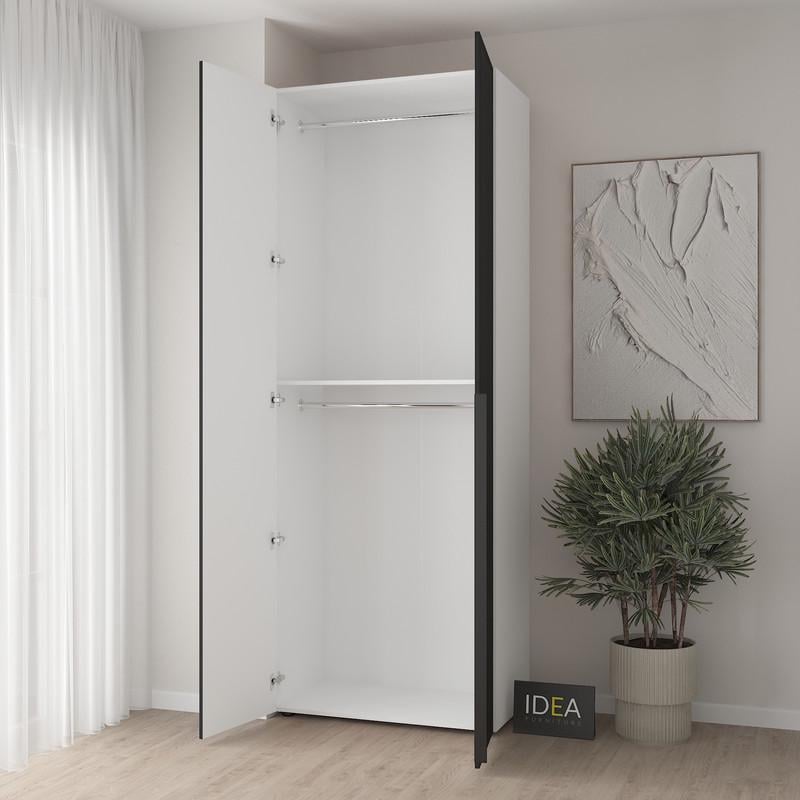 Шафа для одягу Idea С-7.1 з двома штангами Білий/Чорний (1805) - фото 2 Шафа для одягу Idea С-7.1 з двома штангами Білий/Чорний (1805) - фото 2