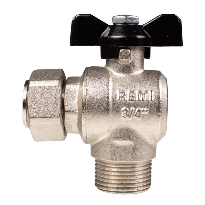 Кран шаровый угловой Remi с накидной гайкой 3/4" (22269)