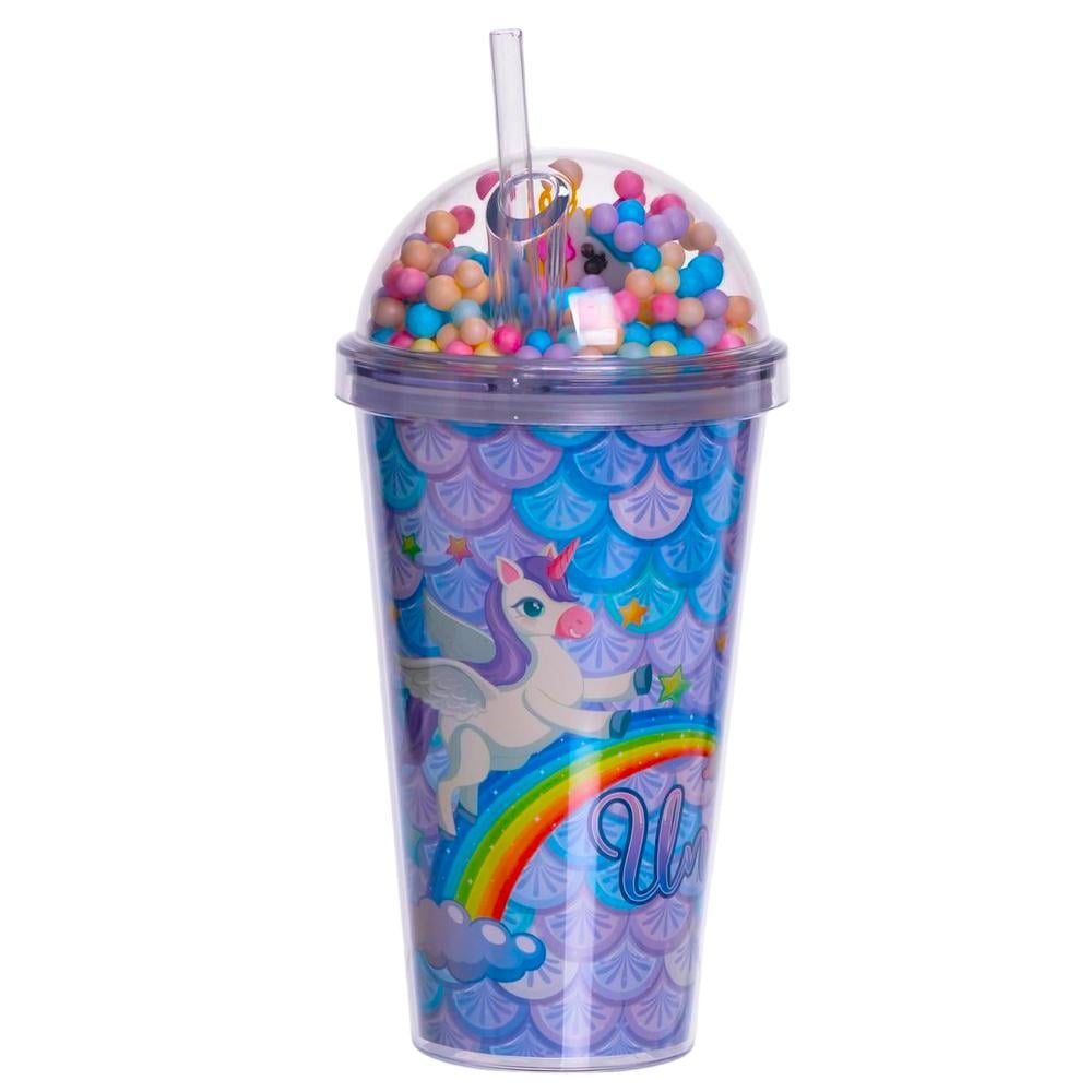 Стакан многоразовый Единорог с крышкой и трубочкой Голубой (HP-18-2Y) Стакан многоразовый Единорог с крышкой и трубочкой Голубой (HP-18-2Y)
