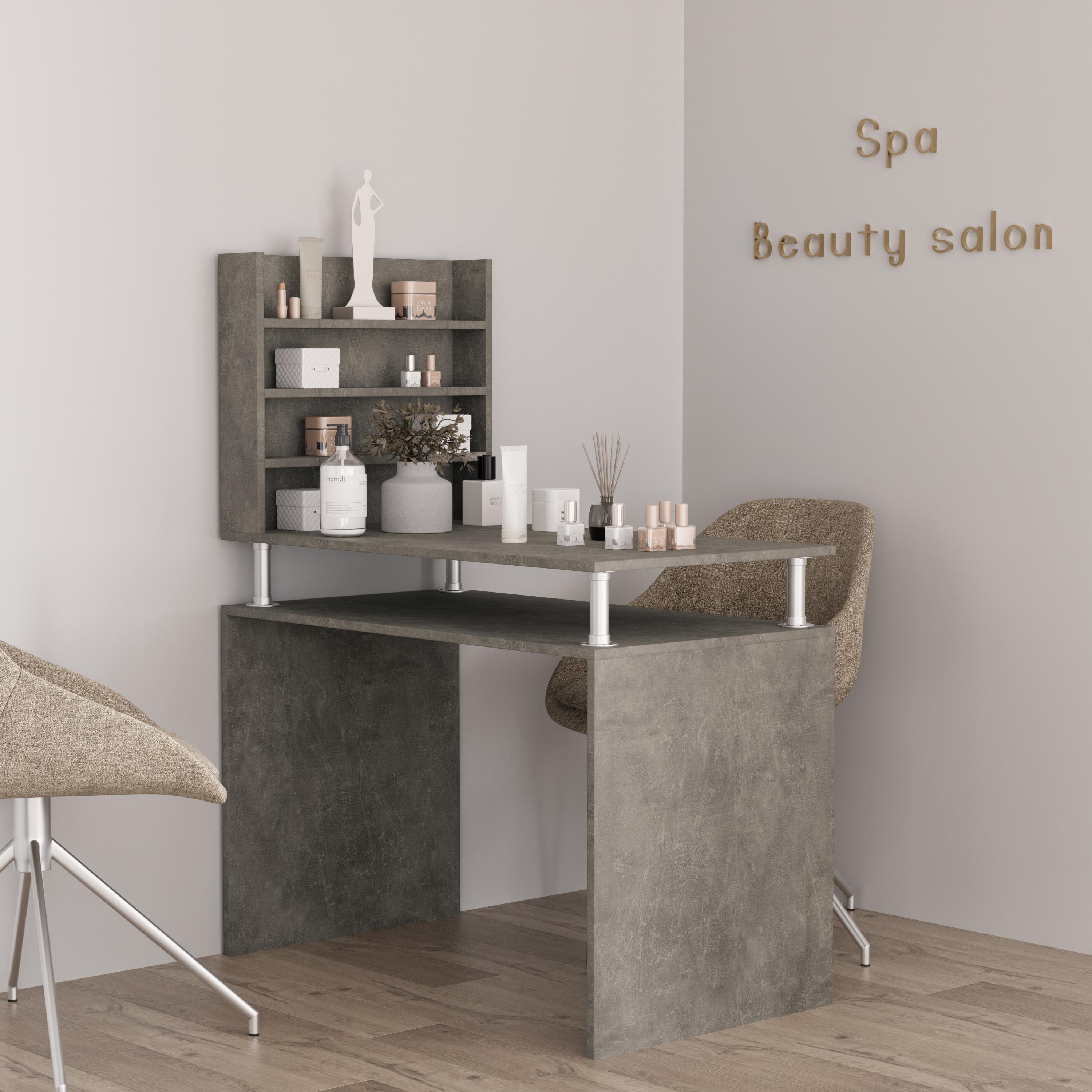 Стіл косметичний з полицями MNK-04 1000х550х1280 мм Бетон