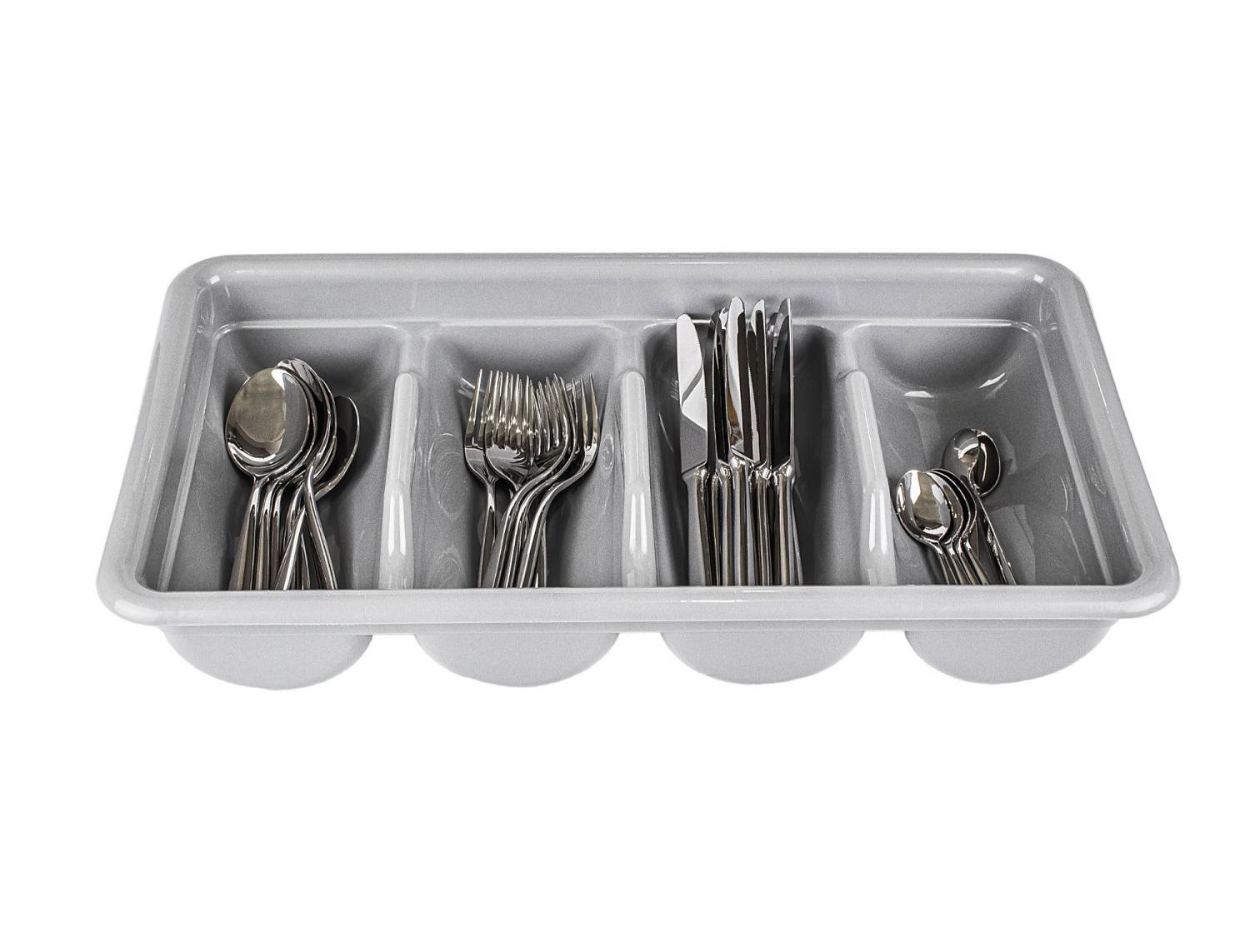 Лоток для столовых приборов на 4 отделения из полипропилена 52х29х10 см Серый - фото 2