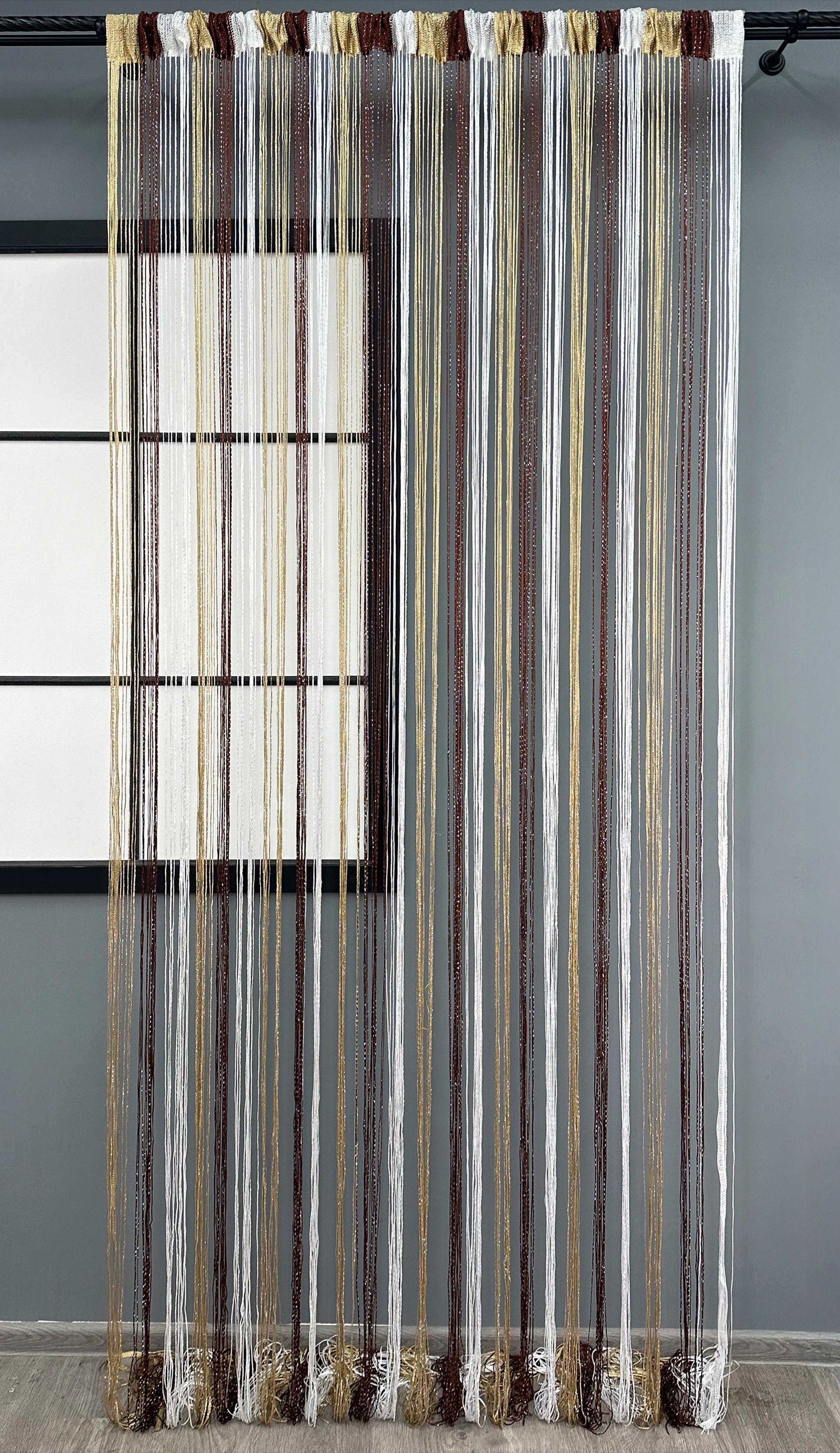 Шторы-нити с люрексом 300х300 см Бежевый/Коричневый/Белый (61-109) - фото 2 Шторы-нити с люрексом 300х300 см Бежевый/Коричневый/Белый (61-109) - фото 2